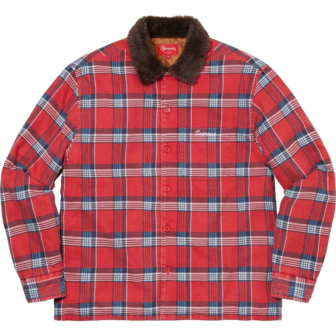 Faux Fur Collar Flannel Shirt view 10